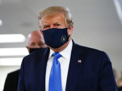President Donald Trump wearing a mask