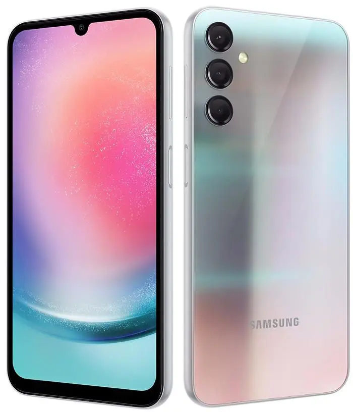 Samsung Galaxy A24 in white gradient colour.