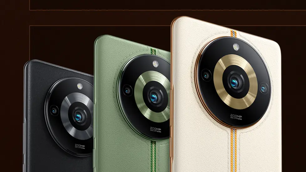 Realme 11 showcased in three different colour variants.