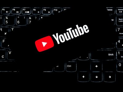 youtube logo on backlit keyboard digital media concept